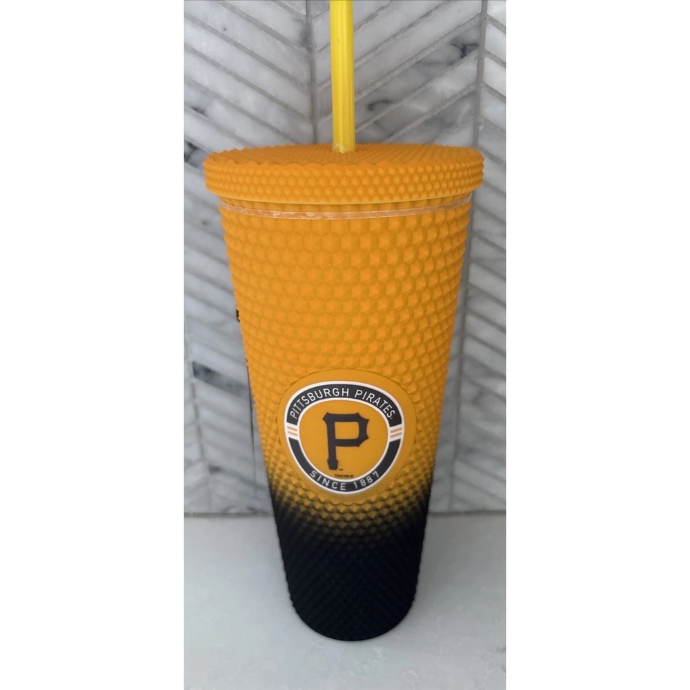 Pittsburgh Pirates 24 oz Studded Tumbler Memory Company New Straw‎ Yellow Black